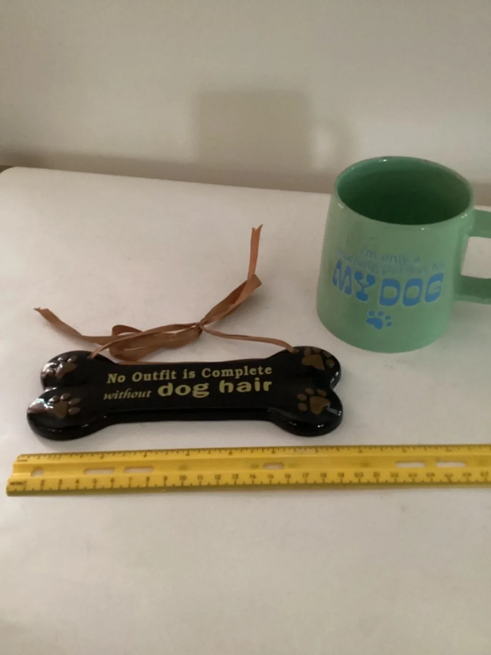 Funny Dog Theme Mug and Ceramic Bone-shaped Plaque